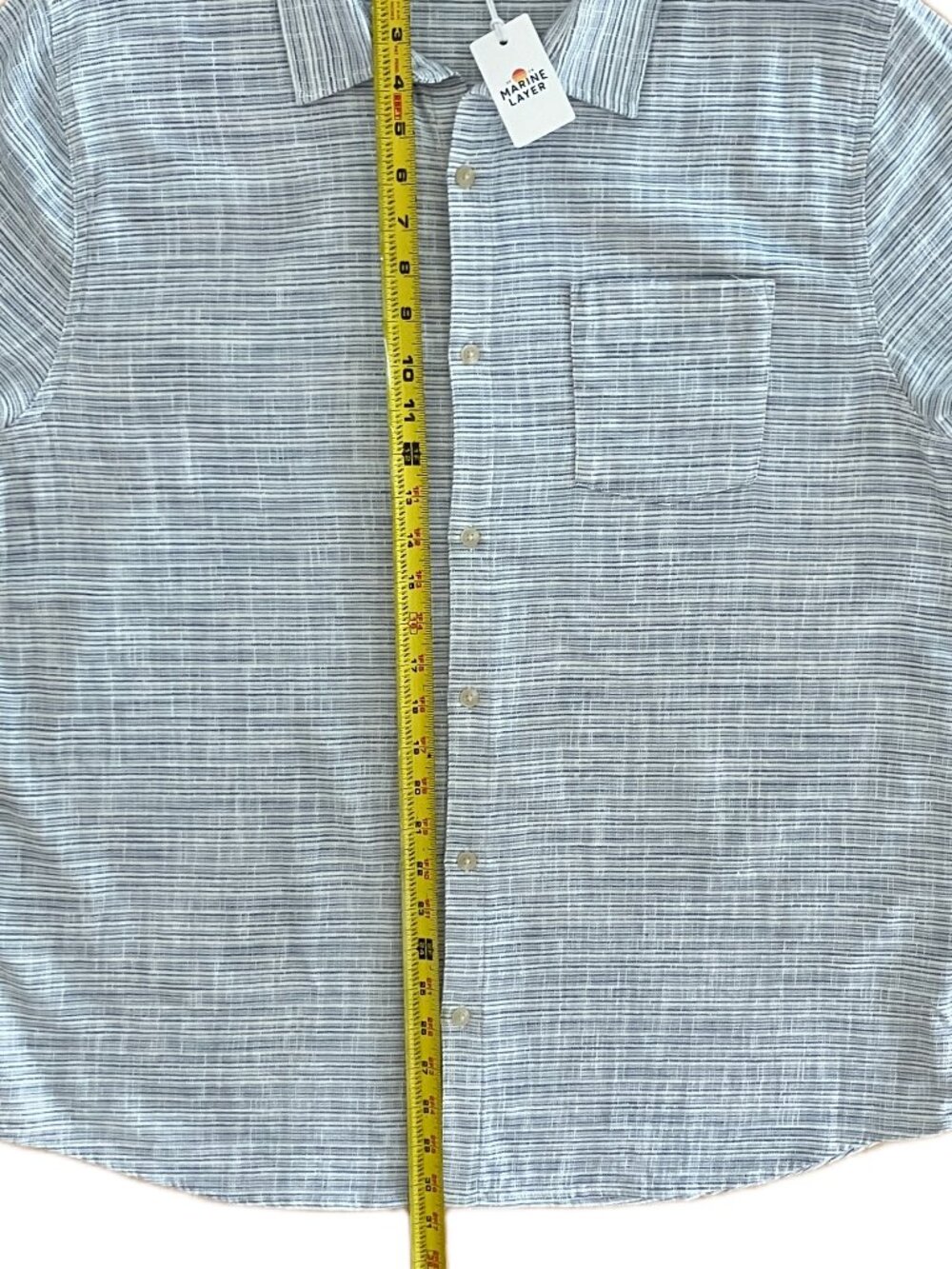 Marine Layer Men's Stretch Selvage Short Sleeve T-Shirt Size XL Blue Mini Stripe - Picture 10 of 11